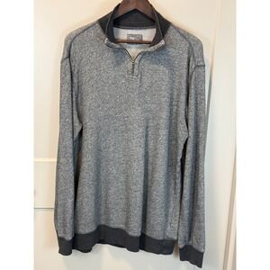 GAP Gray 100% Cotton Quarter Zip 2011 Pullover Contrast Ribbed Size Large Preppy